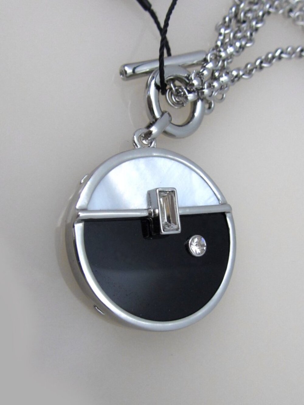 WHBM CONVERTIBLE * GENUINE STONES! * Long Short Onyx Mother of Pearl Necklace